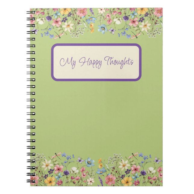 Green Lemon Floral Personalized  Notebook (Front)