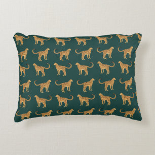 green leopard  accent pillow