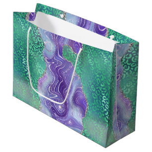Green Leopard Agate Glam Abstract Stone Pattern Large Gift Bag