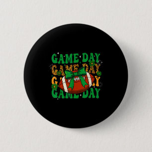 Green Leopard Game Day Football Bow Touchdown Seas 2 Inch Round Button