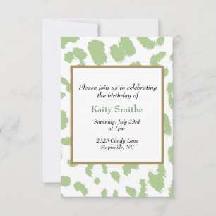 Green Leopard Pattern Birthday Invitation