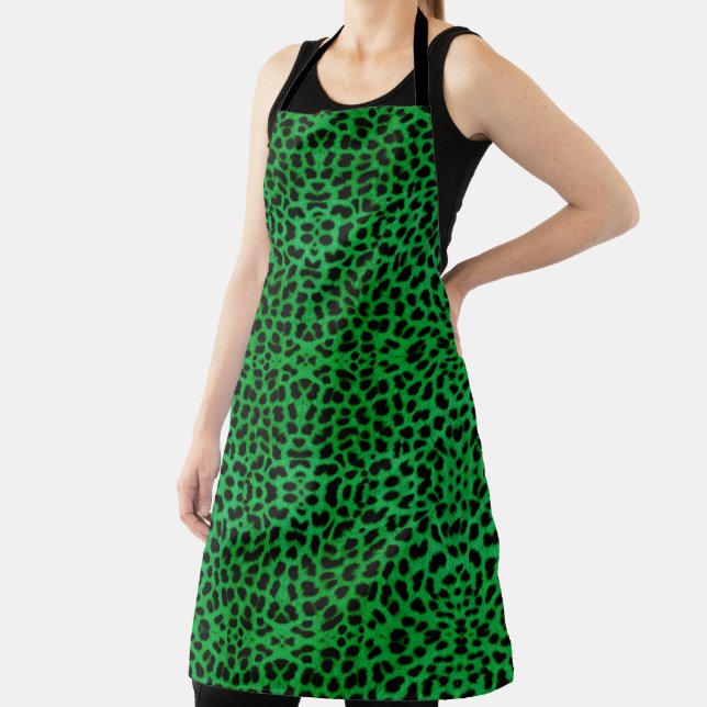 Green Leopard Print Apron (Insitu)