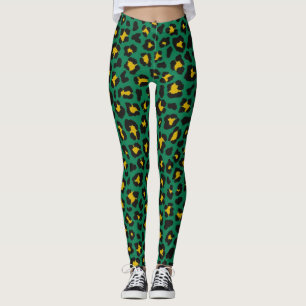 Green Leopard Print Fall Outfit Leggings 