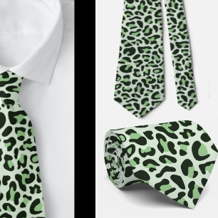 Green Leopard Print Groomsmen Punk Rock Weddings Tie