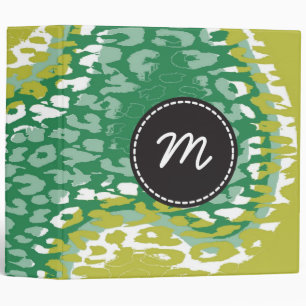 Green Leopard Print Skin Fur Custom Monogram Binder