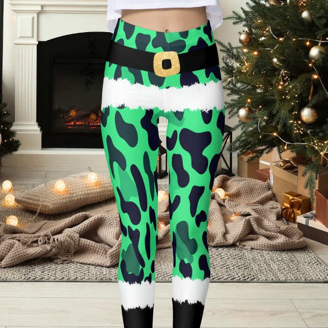 Green Leopard Santa Merry Christmas Leggings (Creator Uploaded)