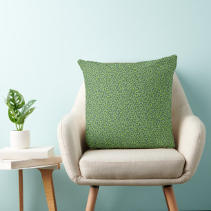 Green leopard skin pattern throw pillow