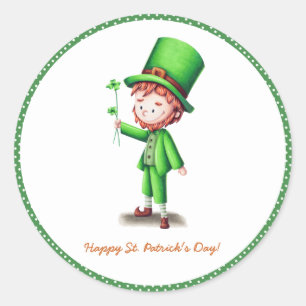 Green Leprechaun Clover St. Patrick’s Day Classic Round Sticker