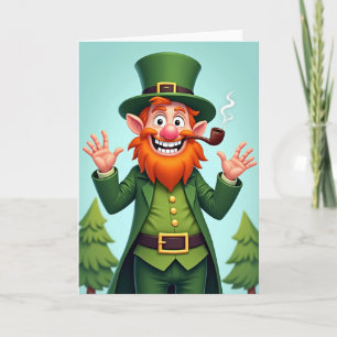 Green Leprechaun Irish Luck Card