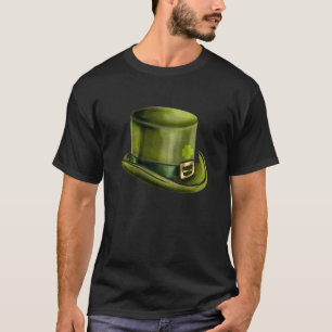 Green Leprechauns Hat Cylinder Shamrock On St Patr T-Shirt