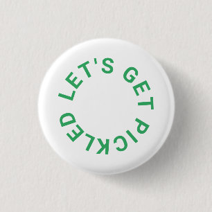 Green Let's Get Pickled Crest Pickleball 1 Inch Round Button
