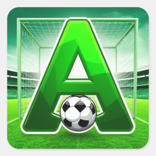 ⚽ Green Letter A Soccer Logo Stadium Goal Sports Square Sticker