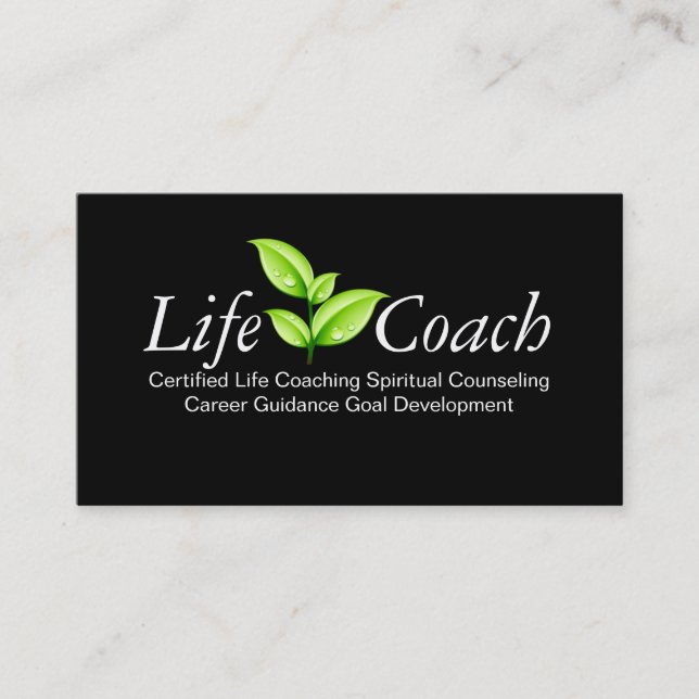 Green Life Coach Spiritual Counseling Guidance Business Card (Front)