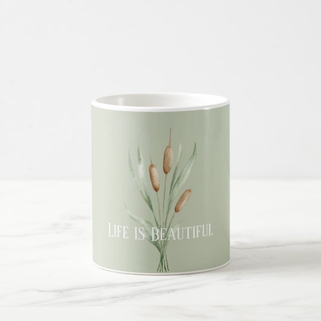 Green Life is Beautiful Cattails Coffee Mug (Center)