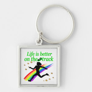 GREEN LIFE IS BETTER ON THE TRACK DESIGN KEYCHAIN