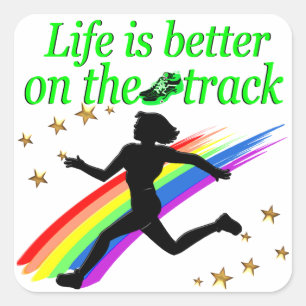 GREEN LIFE IS BETTER ON THE TRACK DESIGN SQUARE STICKER