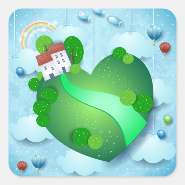 Green Life Square Sticker (Front)