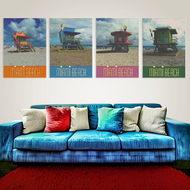 Green Lifeguard Tower Miami Beach Poster (4 different photos of Lifeguard Towers in Miami Beach available)