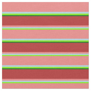 Green, Light Blue, Light Coral, Red & Dark Green Fabric