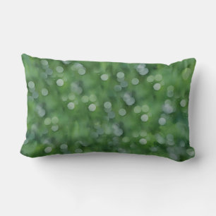 Green Light Bubbles Bokeh Style Art Lumbar Pillow