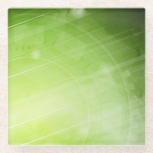 Green light design in hi-tech style glass coaster (Front)