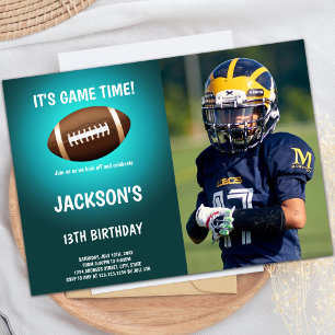 Green Light Football Anniversaire Invitations phot