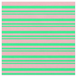 Green & Light Pink Striped/Lined Pattern Fabric