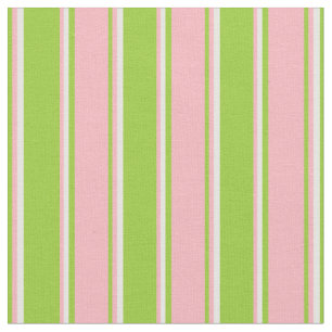 Green, Light Pink & White Coloured Stripes Fabric