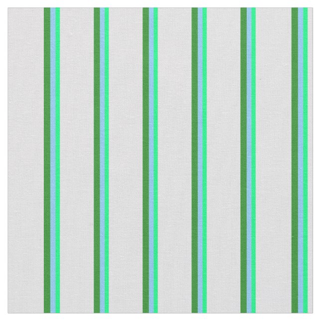 Green, Light Sky Blue, Forest Green & Lavender Fabric (Close Up)