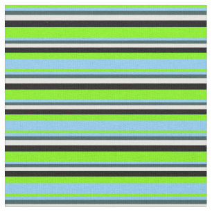 Green, Light Sky Blue, Grey, Mint Cream & Black Fabric