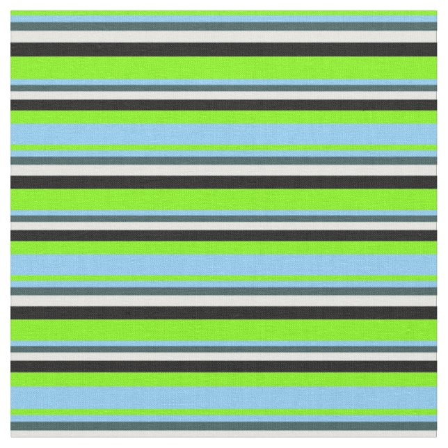 Green, Light Sky Blue, Grey, Mint Cream & Black Fabric (Close Up)