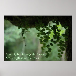 Green light through leaves - Poster with Quote