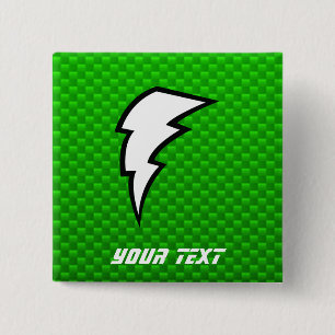 Green Lightning Bolt 2 Inch Square Button