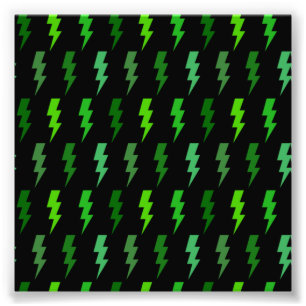 Green Lightning Bolt Electric Storm Thunder Photo Print