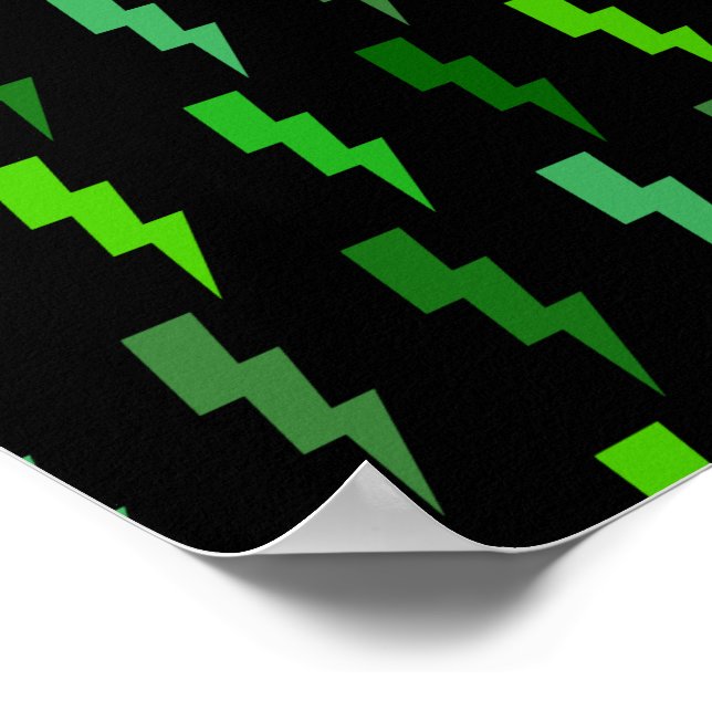 Green Lightning Bolt Electric Storm Thunder Poster (Corner)
