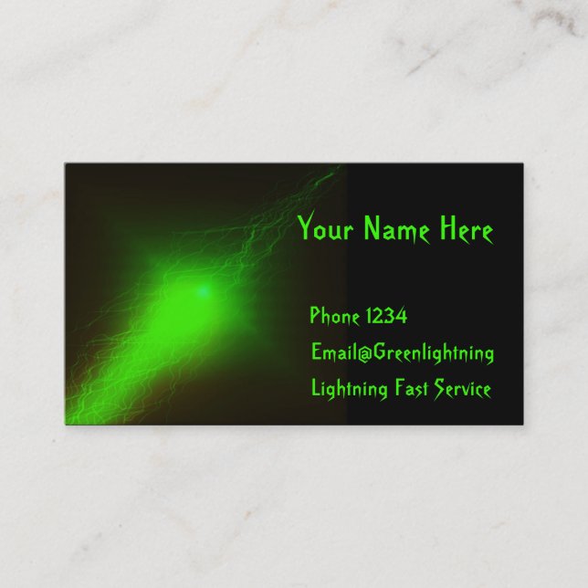 Green Lightning Business Card (Front)
