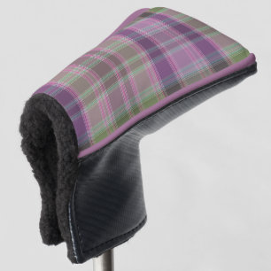 Green, lilac classic tartan.  golf head cover