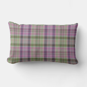Green, lilac classic tartan. lumbar pillow