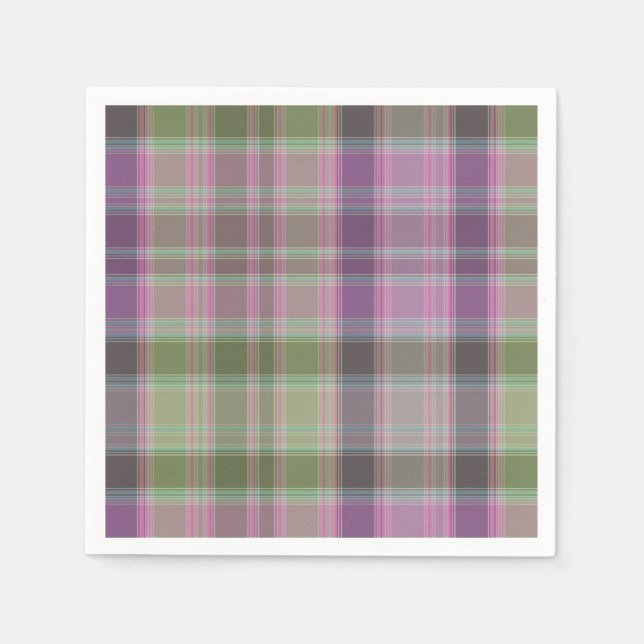 Green, lilac classic tartan. napkin (Front)