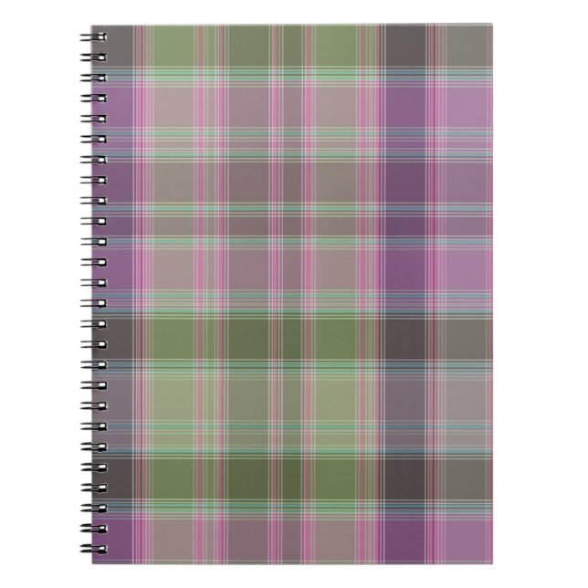 Green, lilac classic tartan. notebook (Front)