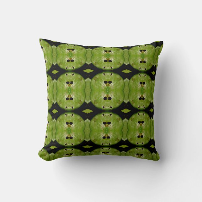 green lily pad pattern abstract black back throw pillow (Front)