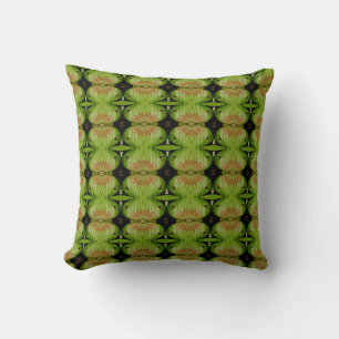 green lily pad pattern abstract black back throw pillow