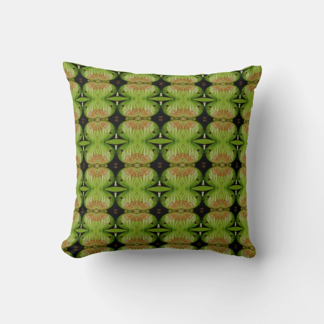 green lily pad pattern abstract black back throw pillow (Front)