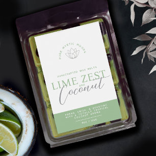 Green lime and coconut wax melts product labels