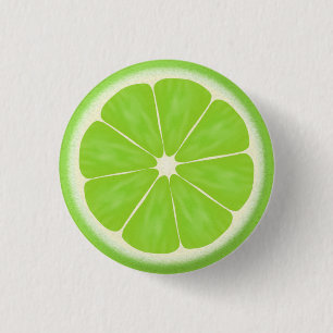 Green Lime Citrus Fruit Slice 1 Inch Round Button
