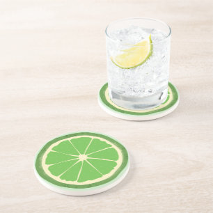 Green lime citrus fruit slice coaster