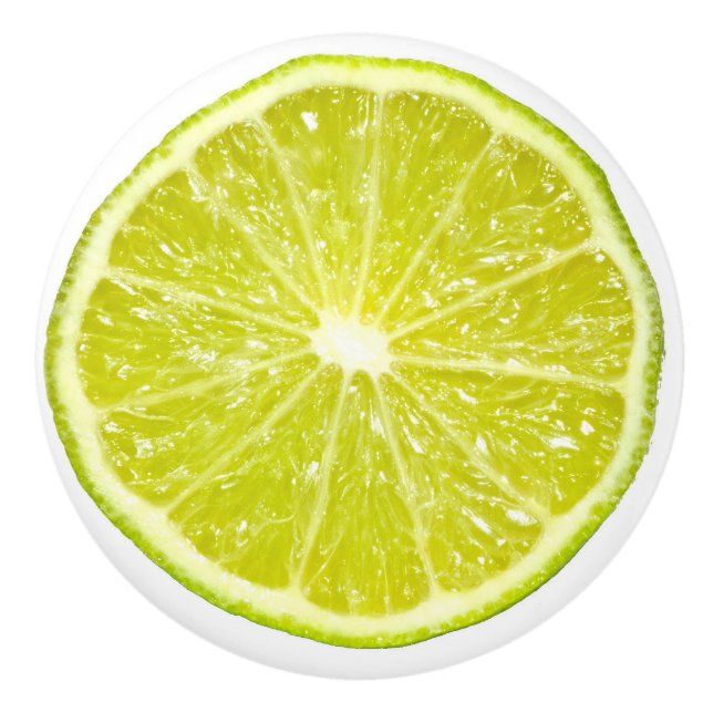 Green Lime Citrus Fruit Slice funny 2D graphic Ceramic Knob (Front)