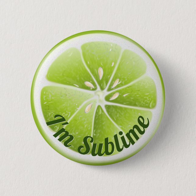 Green Lime Fruit Slice 2 Inch Round Button (Front)