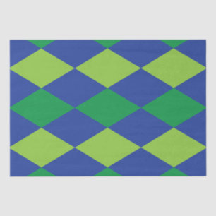 Green Lime Green Diamond Chequered Pattern Tissue Paper