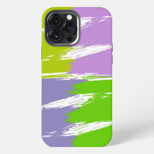 Green Lime Lavender Lilac White Brush Stroke Paint iPhone 13 Pro Max Case